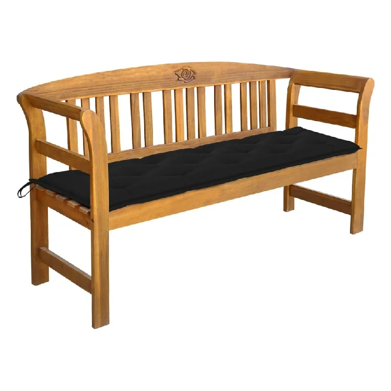 Modern steel wall art-Garden Bench with Cushion 61.8" Solid Acacia Wood