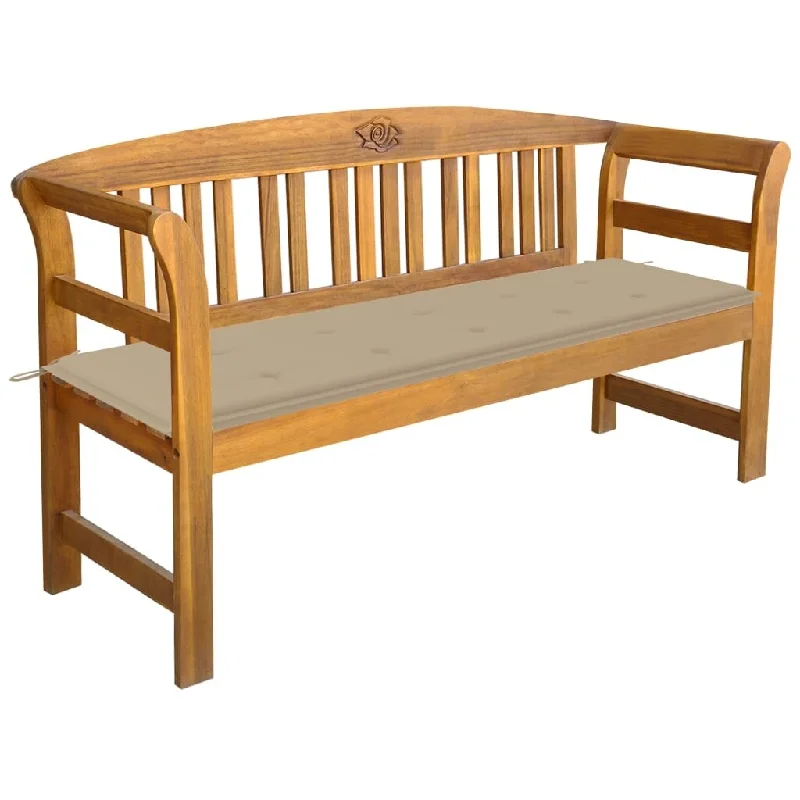 Large geometric wall art-Garden Bench with Cushion 61.8" Solid Acacia Wood