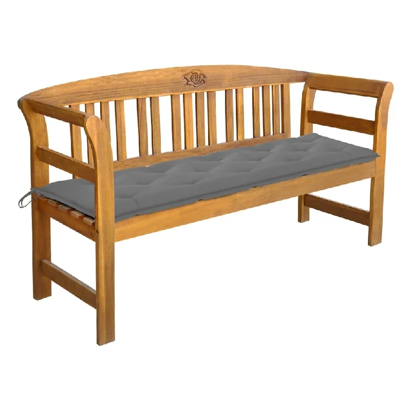 Rustic oak wall art-Garden Bench with Cushion 61.8" Solid Acacia Wood