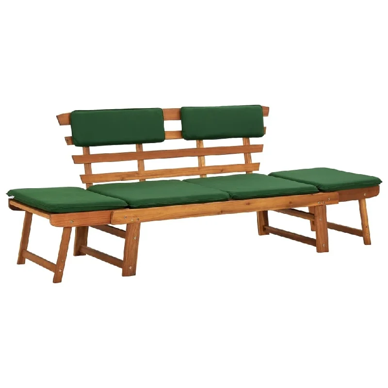 Elegant silk table coaster-Garden Bench with Cushions 2-in-1 74.8" Solid Acacia Wood