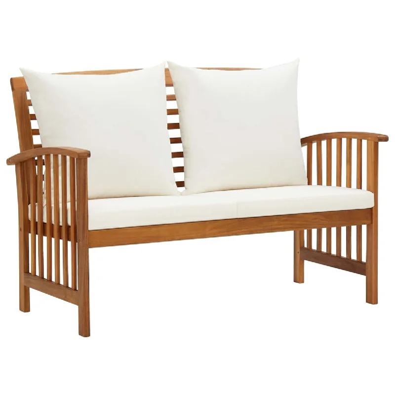 Minimalist white photo frame-Garden Bench with Cushions 46.9" Solid Acacia Wood