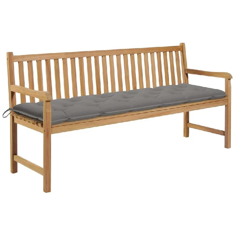 Elegant silk wall art-Garden Bench with Gray Cushion 68.9" Solid Teak Wood