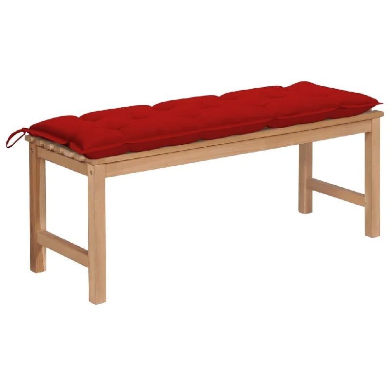 Small rattan wall tapestry-Garden Bench with Red Cushion 47.2" Solid Teak Wood