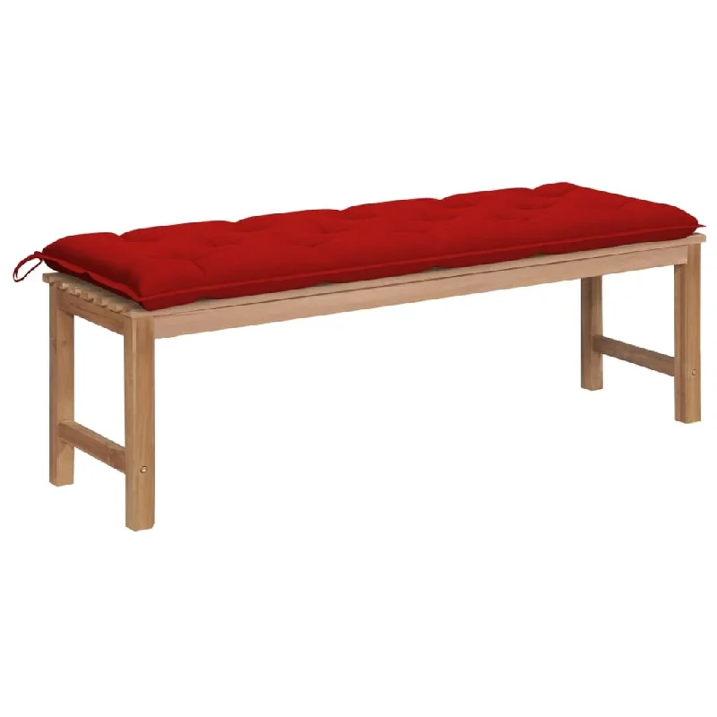 Modern acrylic table statue-Garden Bench with Red Cushion 59.1" Solid Teak Wood