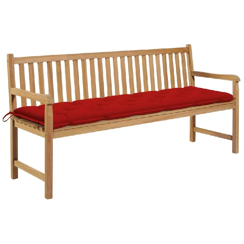 Small copper wall art-Garden Bench with Red Cushion 68.9" Solid Teak Wood