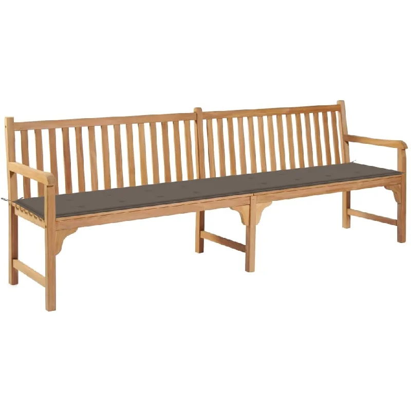 Unique industrial wall art-Garden Bench with Taupe Cushion 94.5" Solid Teak Wood