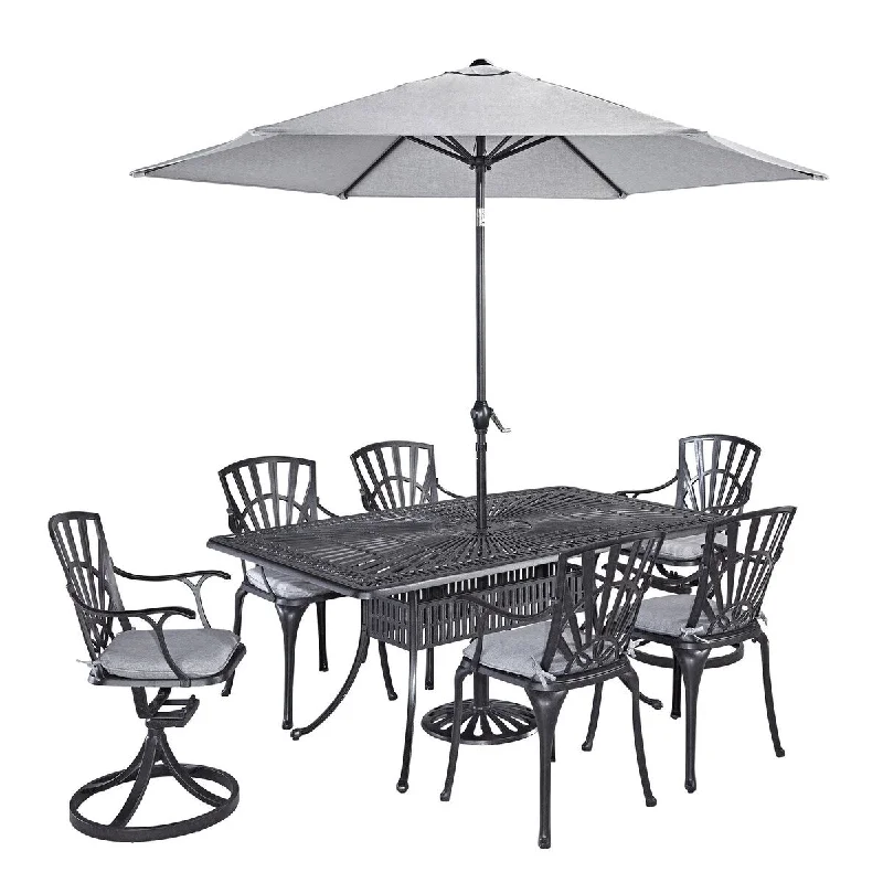 Modern brass wall hook-Grenada 7 Piece Outdoor Dining Set with Umbrella and Cushions by homestyles