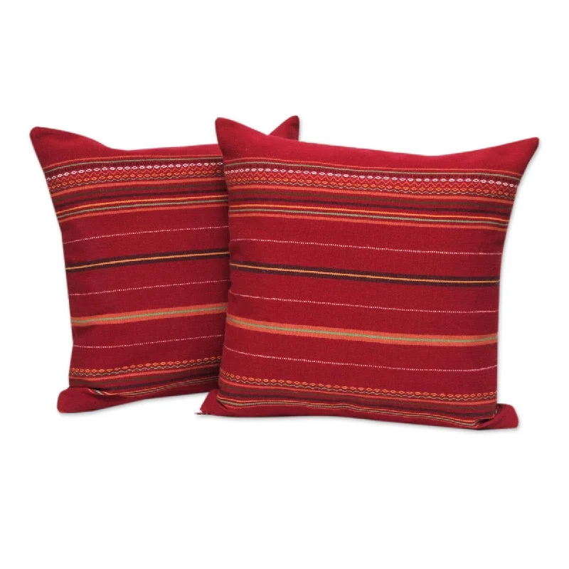 Small rattan wall shelf-Handmade Peruvian Cherry (pair) Wool blend cushion covers (Peru) - 34 x 24 x 6