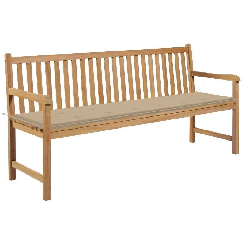 Rustic pine wall ornament-Patio Bench with Beige Cushion 68.9" Solid Teak Wood