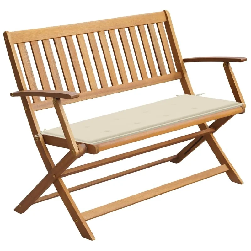 Elegant rattan wall art-Patio Bench with Cushion 47.2" Solid Acacia Wood