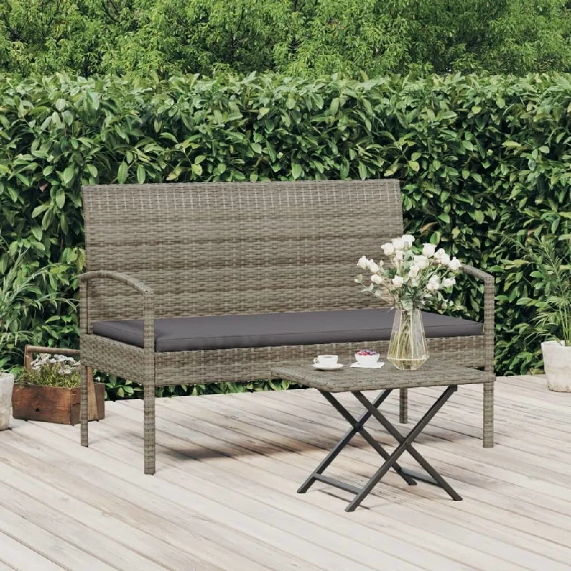 Modern acrylic wall shelf-Patio Bench with Cushion Gray 41.3" Poly Rattan