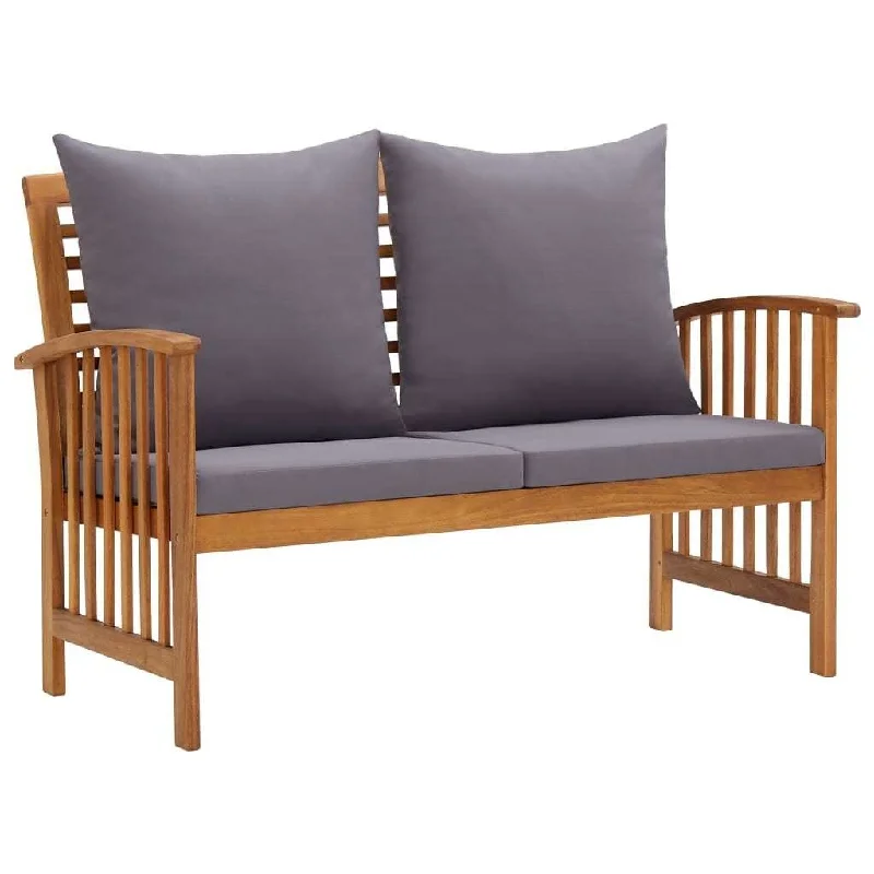 Modern brass wall art-Patio Bench with Cushions 46.9" Solid Acacia Wood