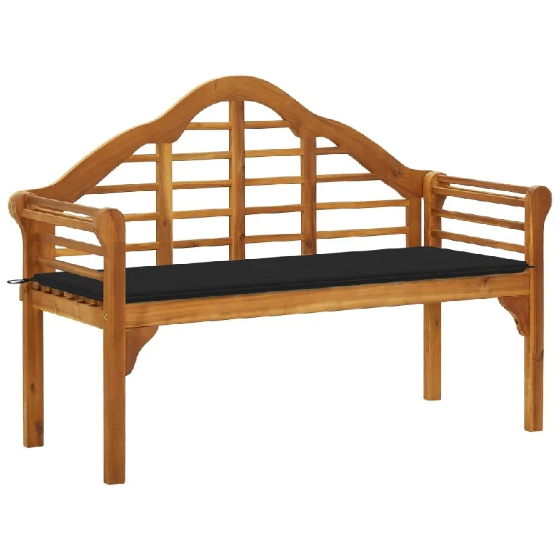 Large geometric wall plaque-Patio Queen Bench with Cushion 53.1" Solid Acacia Wood