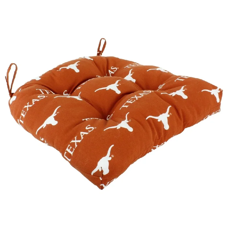 Vintage silver wall tapestry-Texas Longhorns Indoor / Outdoor Seat Cushion Patio D Cushion 20" x 20", 2 Tie Backs - 20" x 20" x 3"