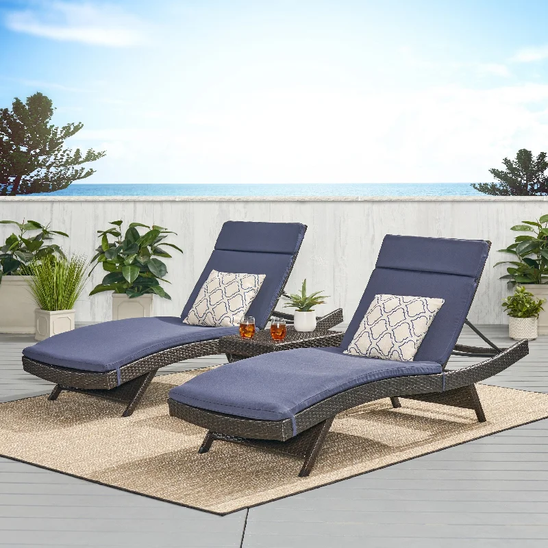 Minimalist beige wall shelf-Vilano 3-piece Outdoor Cushioned Lounge Set by Havenside Home by Christopher Knight Home