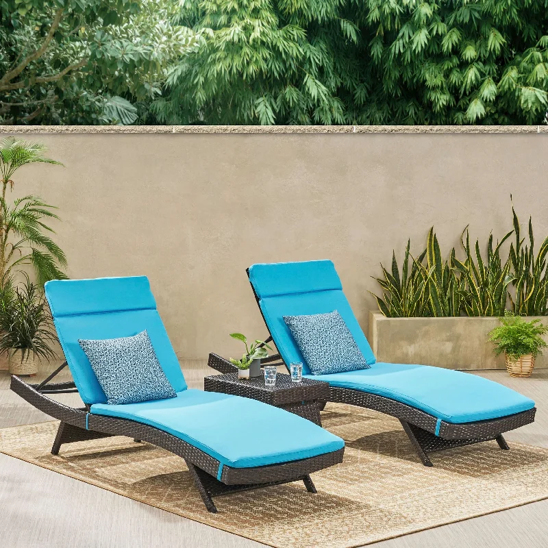 Grey Wicker With Bright Blue Cushion