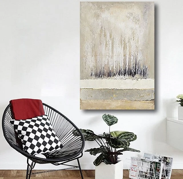 Contemporary ceramic throw pillow-Forest Tree Painting, Canvas Painting Landscape, Abstract Landscape Painting, Paintings for Living Room, Simple Modern Acrylic Paintings