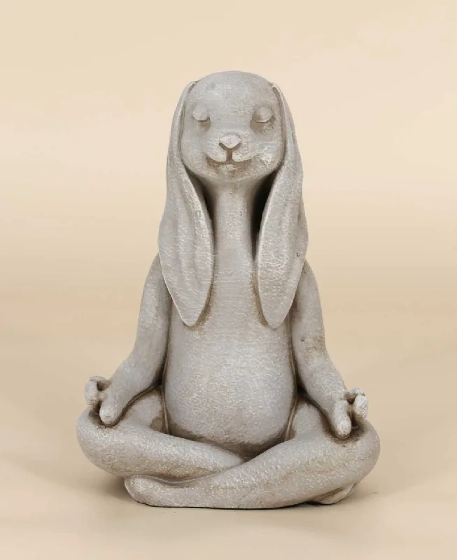 Small rattan wall shelf-Adorable Small Meditating Bunny Statue