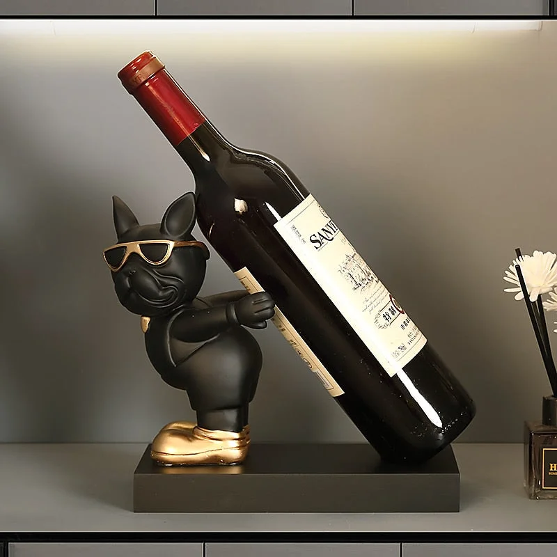 Contemporary matte wall shelf-ArtZ® Bulldog Wine Bottle Holder