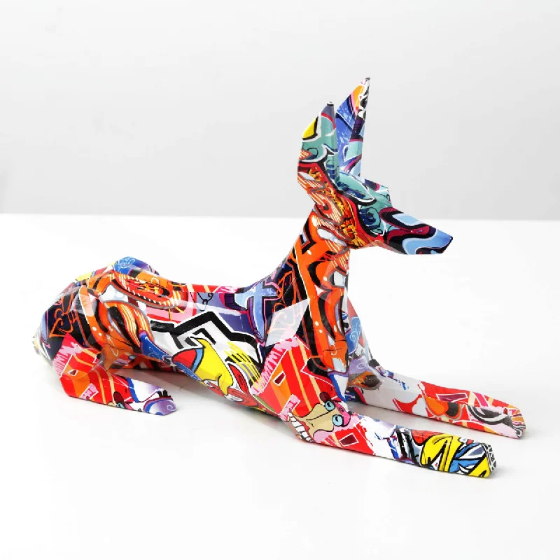 Rustic oak wall art-ArtZ® Doberman Pinscher Graffiti Painted Statue