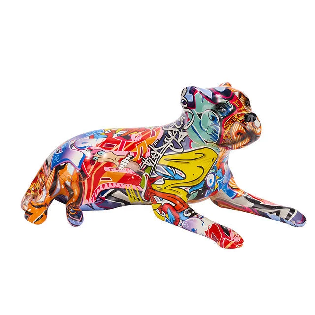 Vintage bronze wall clock-ArtZ® Pit Bull Graffiti Painted Statue