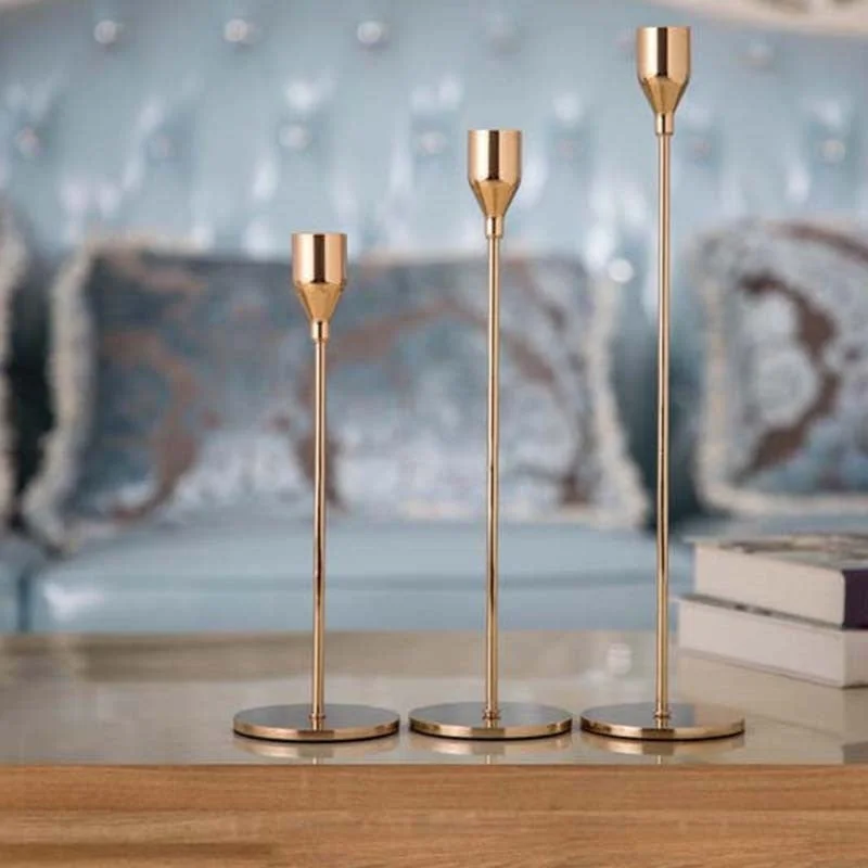 Modern brass wall shelf-ArtZ® Stainless Steel Candle Holder Set