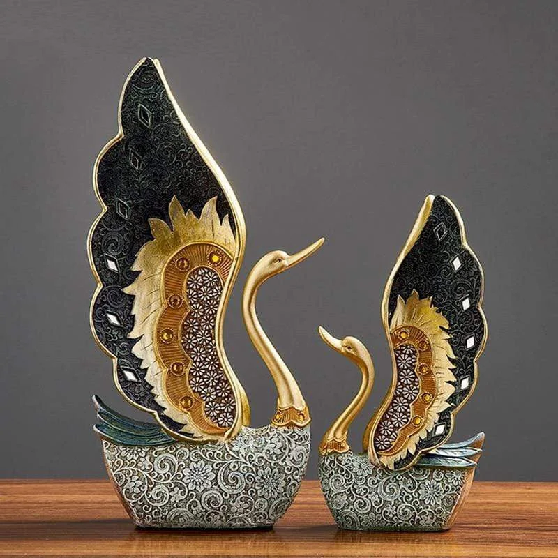 Contemporary glass shelf decor-ArtZ® Swan Figurines, 2 Piece Set