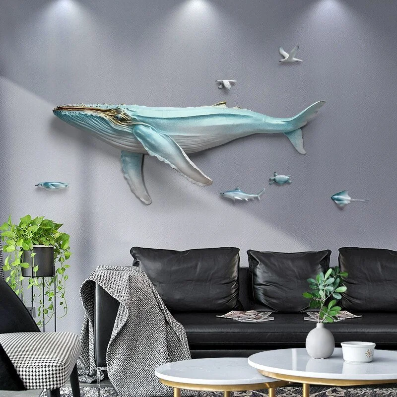 Large abstract wall art-ArtZ® Whale 3D Nordic Wall Sculpture