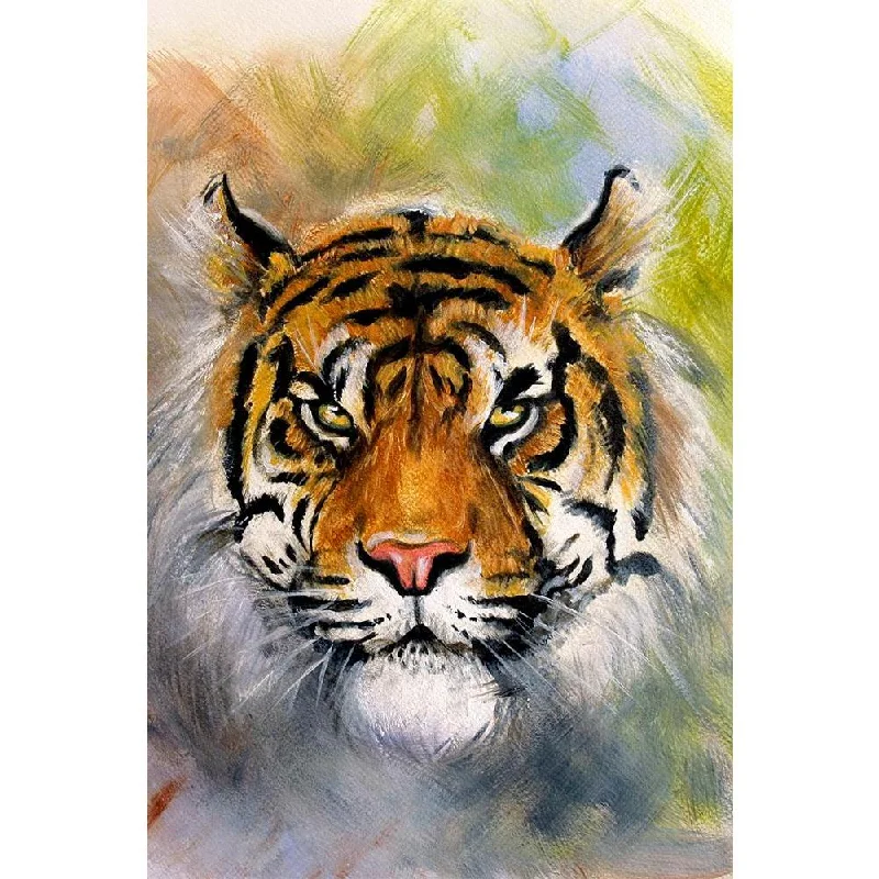 Vintage silver candle tray-ArtzFolio Airbrush Artwork Of A Tiger Head Unframed Paper Poster