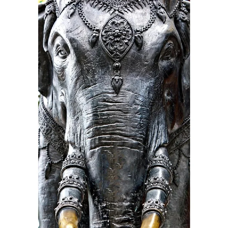 Rustic oak wall ornament-ArtzFolio Elephant Near a Temple in Thailand Unframed Paper Poster