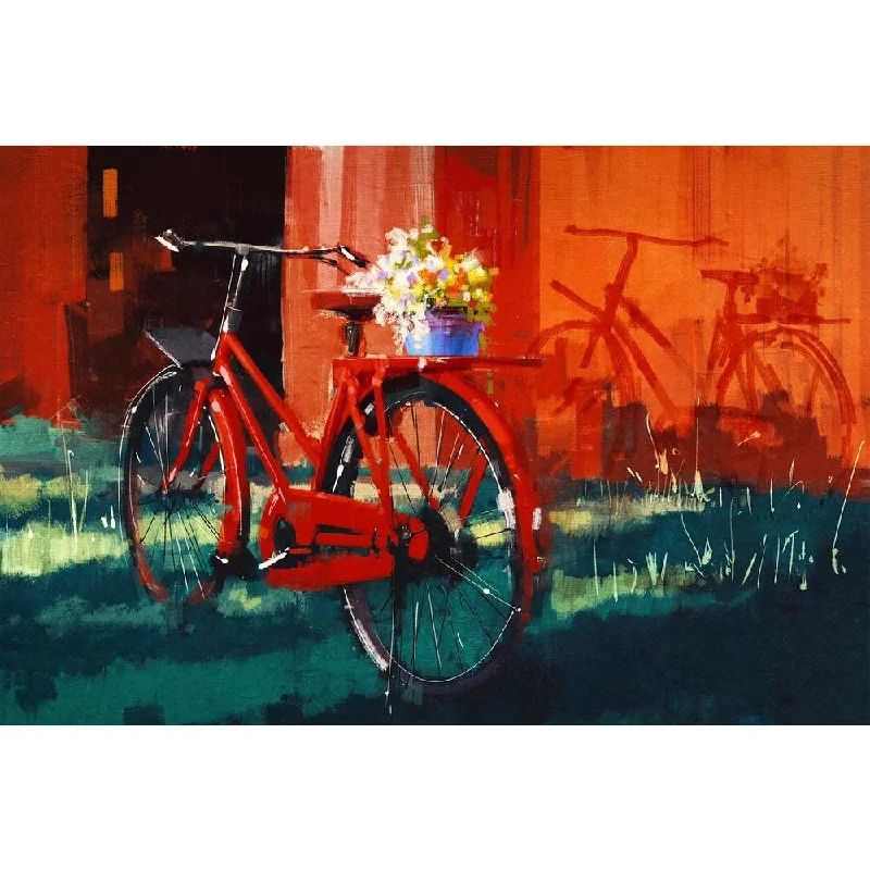 Rustic pine wall tapestry-ArtzFolio Vintage Photo of Flowers & Bicycle Unframed Paper Poster