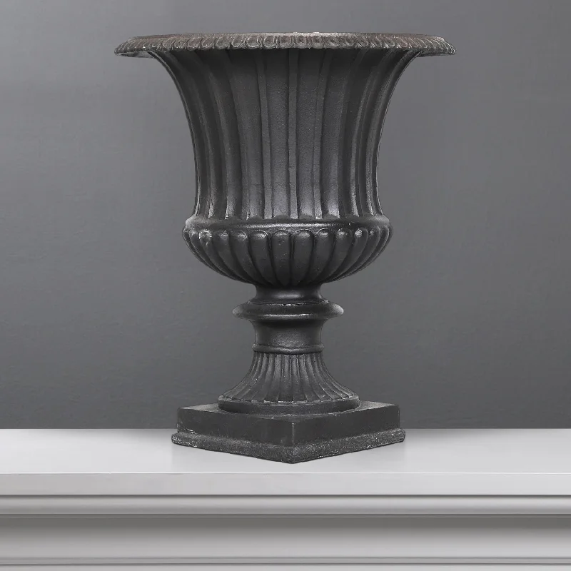 Unique mid-century table tray-Black Urn Planter with Stribes