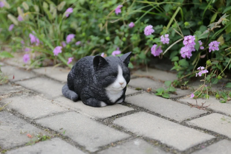 Unique farmhouse wall hook-Black/White Cat Sleeping