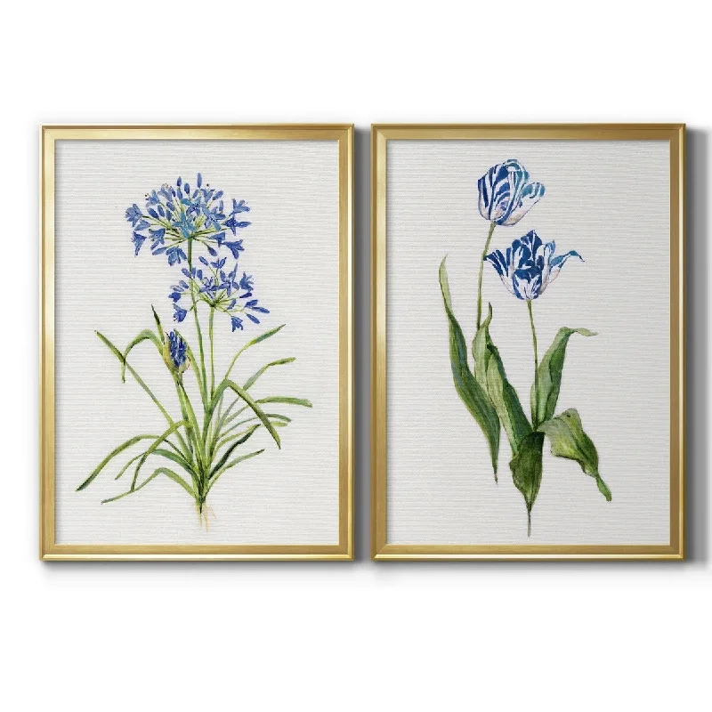 Vintage gold wall shelf-Blue Lively Botanical I Premium Framed Print - Ready to Hang - Multi-Color