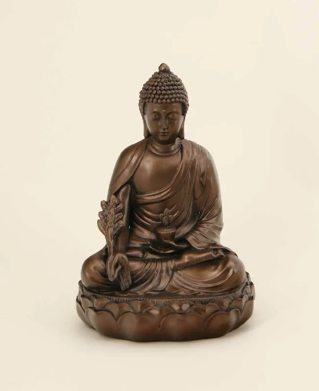 Unique mid-century table decor-Bronze Tone Medicine Buddha Healing Statue, 6.5 Inches