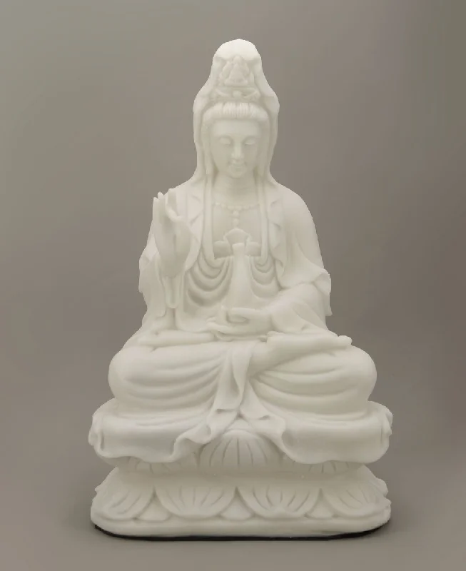 Minimalist white throw cushion-Calming White Kwan Yin Statue For Home and Garden