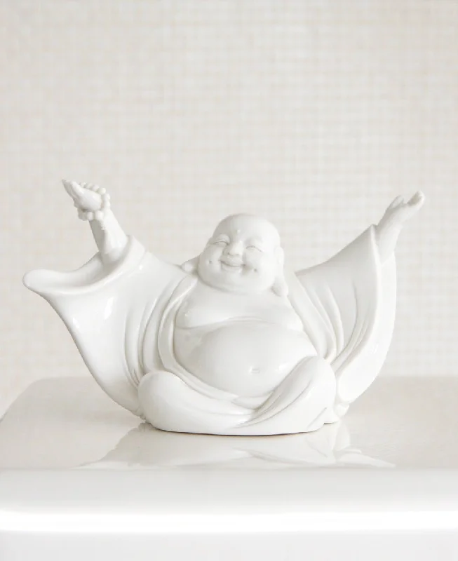 Modern geometric wall plaque-Cheering Happy Buddha Porcelain Statue