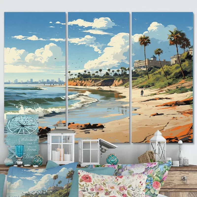 Elegant crystal vase centerpiece-Designart "California Seascape II" California Canvas Prints Set