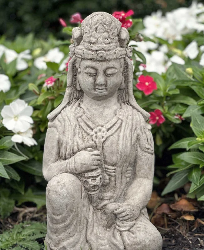 Rustic pine wall mirror-Distressed Finish Cast Stone Garden Kuan Yin Statue Made in the USA