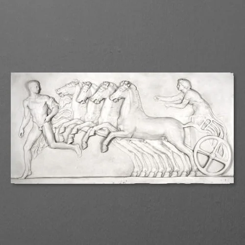 Unique industrial wall shelf-Eos in Her Chariot Bas-relief (Left)