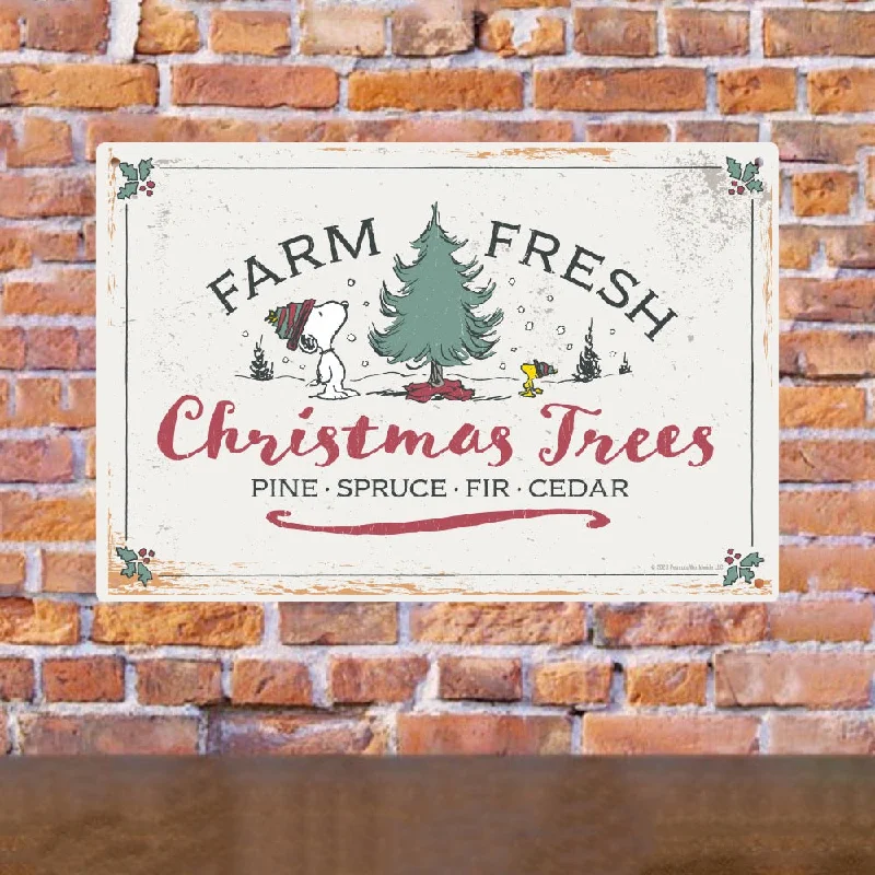 Rustic cedar wall art-Farm Fresh Christmas Trees Metal Sign