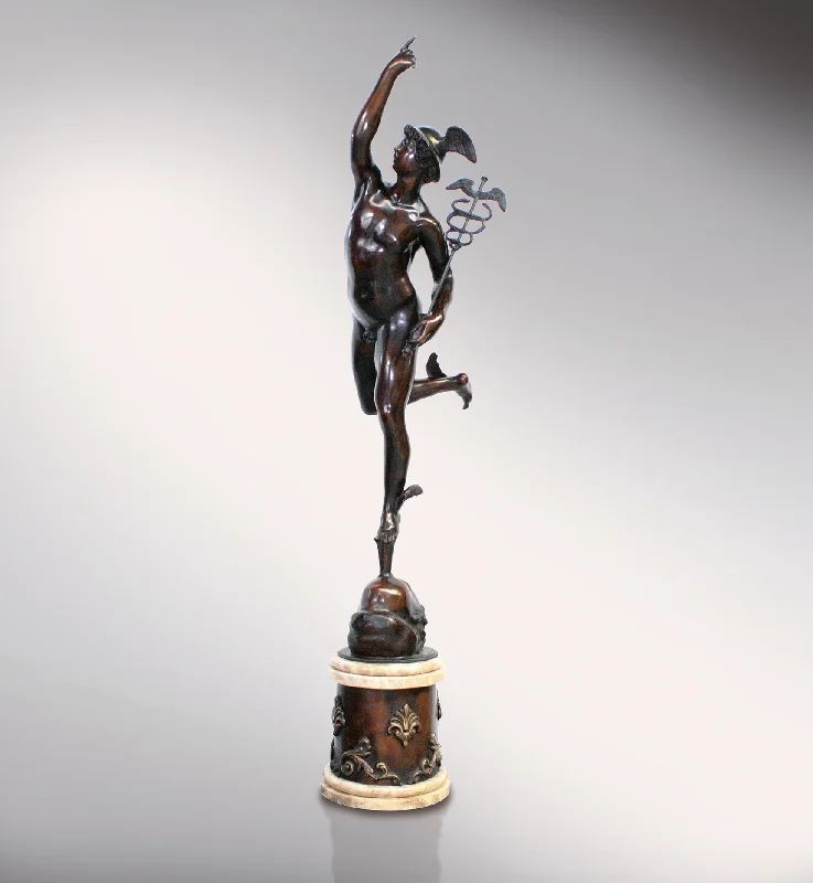 Minimalist beige wall art-Giambologna Mercury Statue in Bronze (Large)