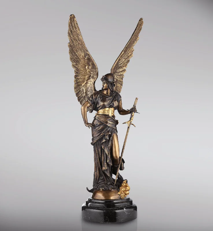 Contemporary matte wall vase-Goddess Victory Bronze Statue