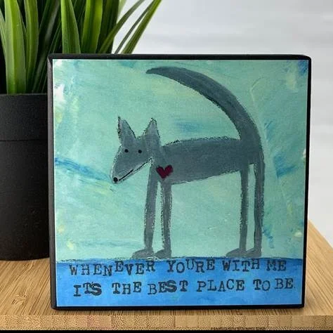 Small copper wall shelf-Grey Dog Plaque