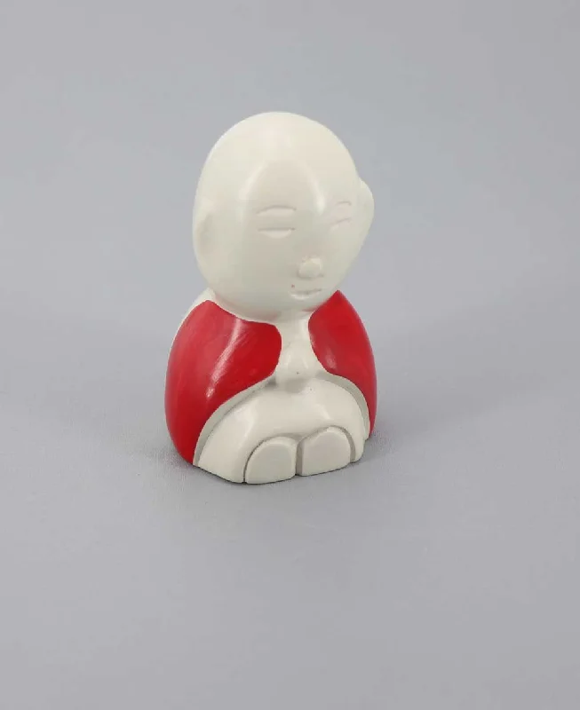 Small iron wall plaque-Hand Carved Mini Jizo Monk Statue, Artistan-made in Kenya