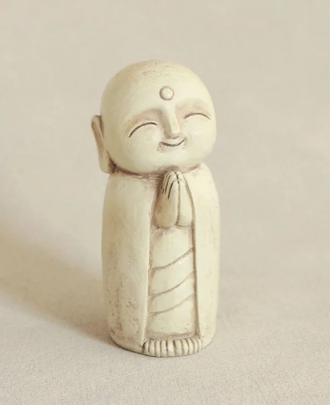 Contemporary woven throw cushion-Healing and Calming Jizo Monk Statue, 5 Inches