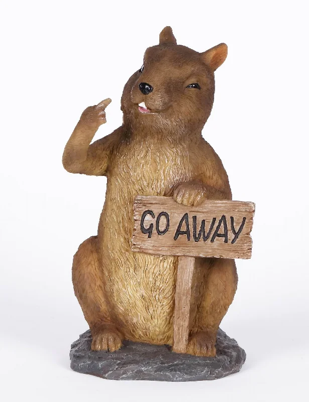 Vintage silver table runner-Hi-Line Exclusive - Squirrel Holding Go Away Sign