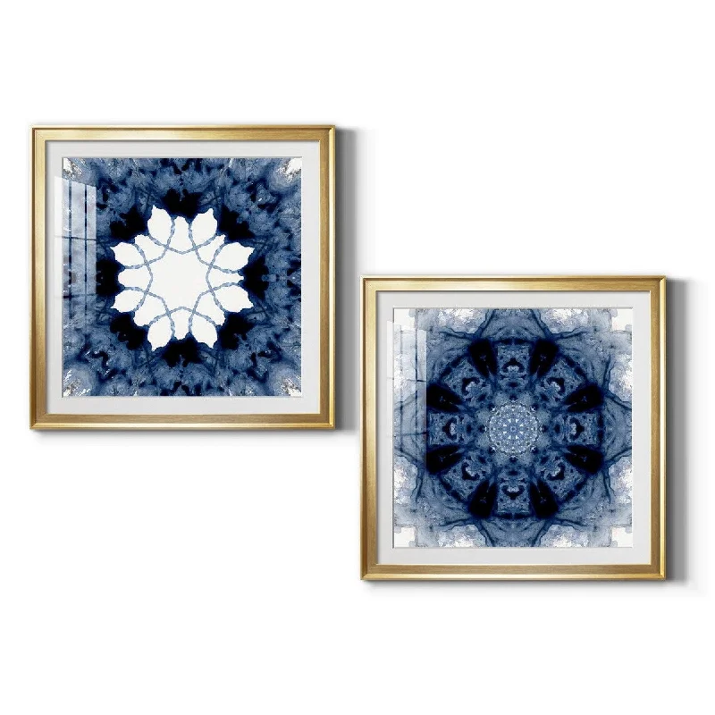 Unique mid-century wall shelf-Indigo Kaleidoscope I Premium Framed Print - Ready to Hang