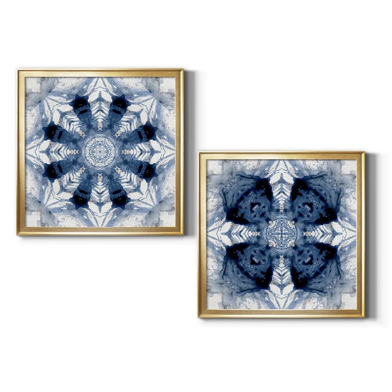 Small rattan wall tapestry-Indigo Kaleidoscope III Premium Framed Canvas - Ready to Hang