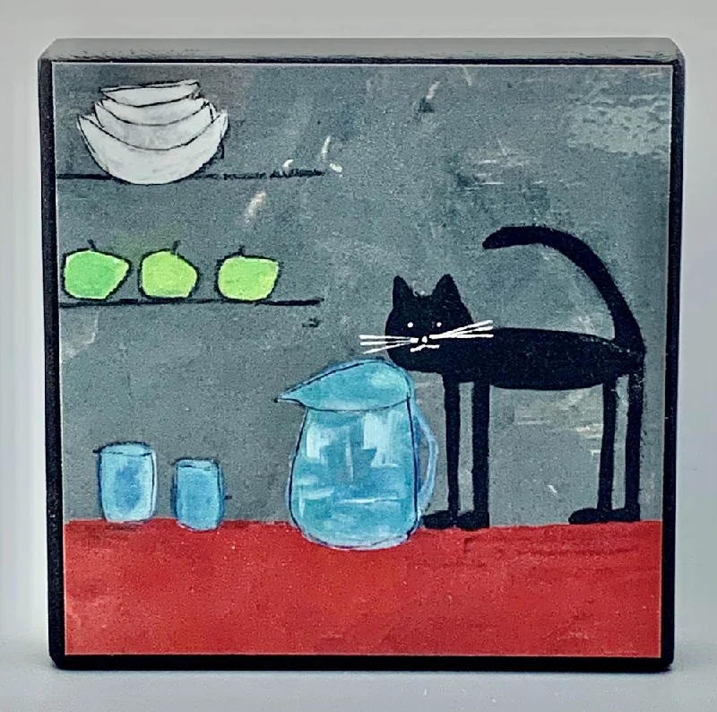 Contemporary glass vase holder-Kitchen Cat Plaque